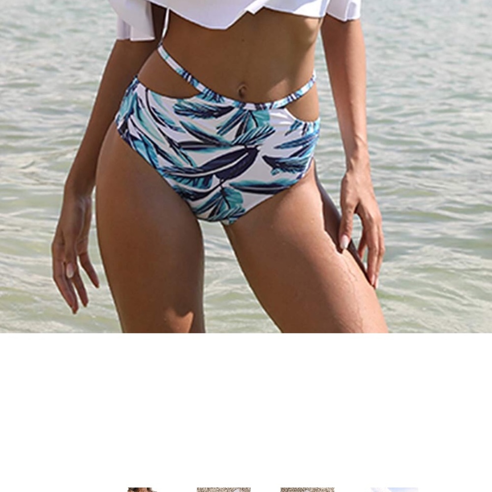 Tropical high waist bikini bottom